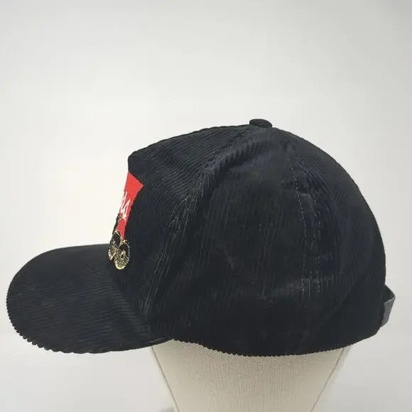 Coors Rodeo Slideback Hat Black One Size Solid Leather Strap Corduroy - Picture 3 of 8